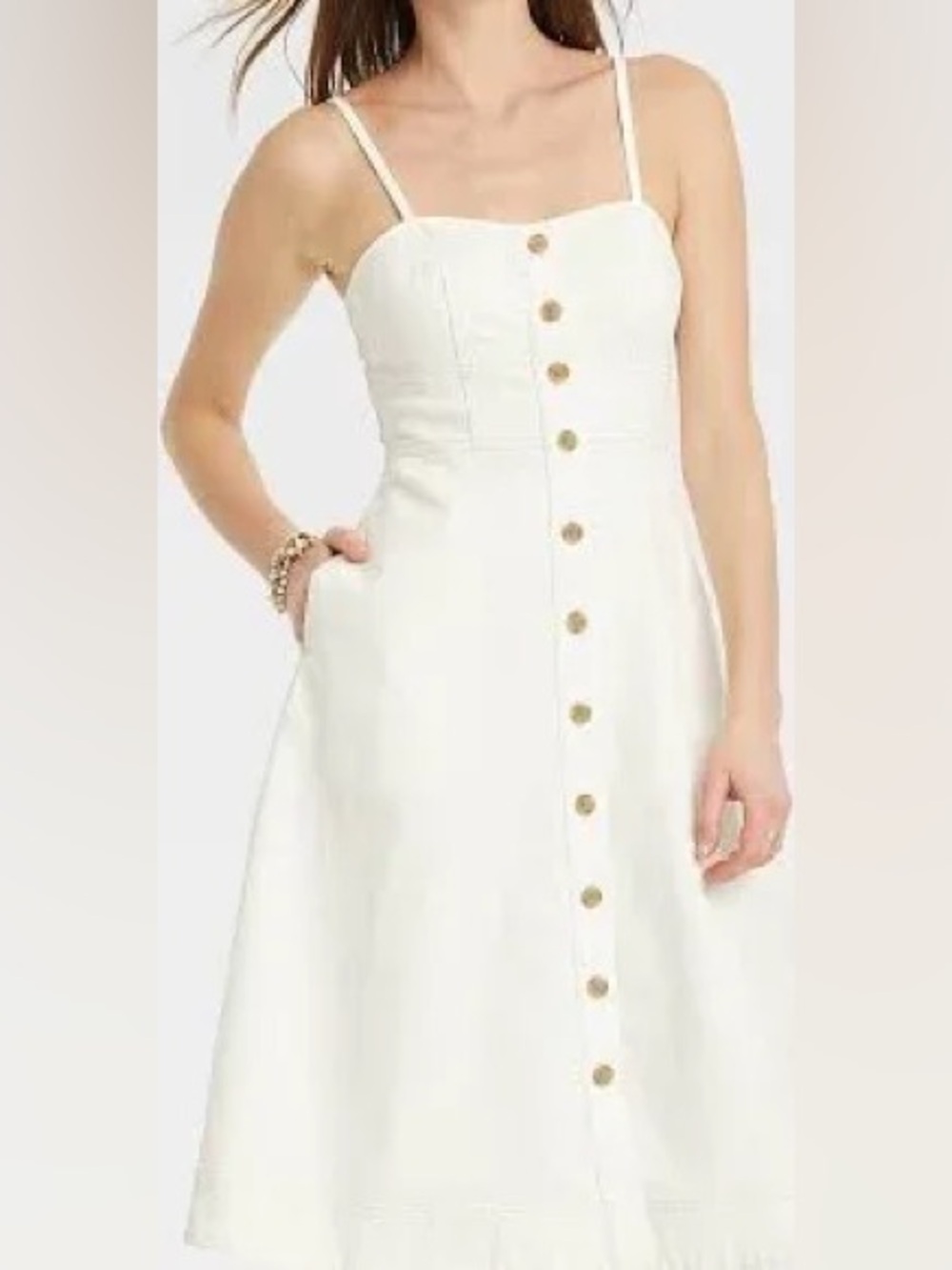 Universal Thread Denim Midi Corset Dress NWT XXL Off-White Strappy